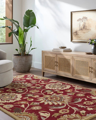 Caesar CAE-1061 Dark-Red Area Rug by LIVABLISS