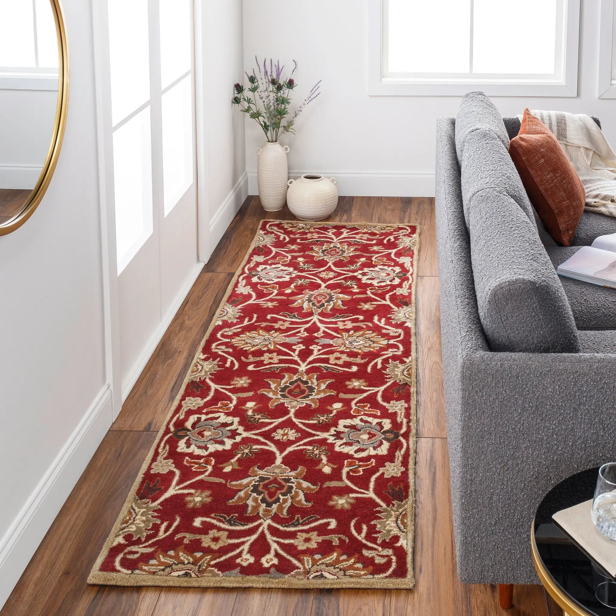 Caesar CAE-1061 Dark-Red Area Rug by LIVABLISS