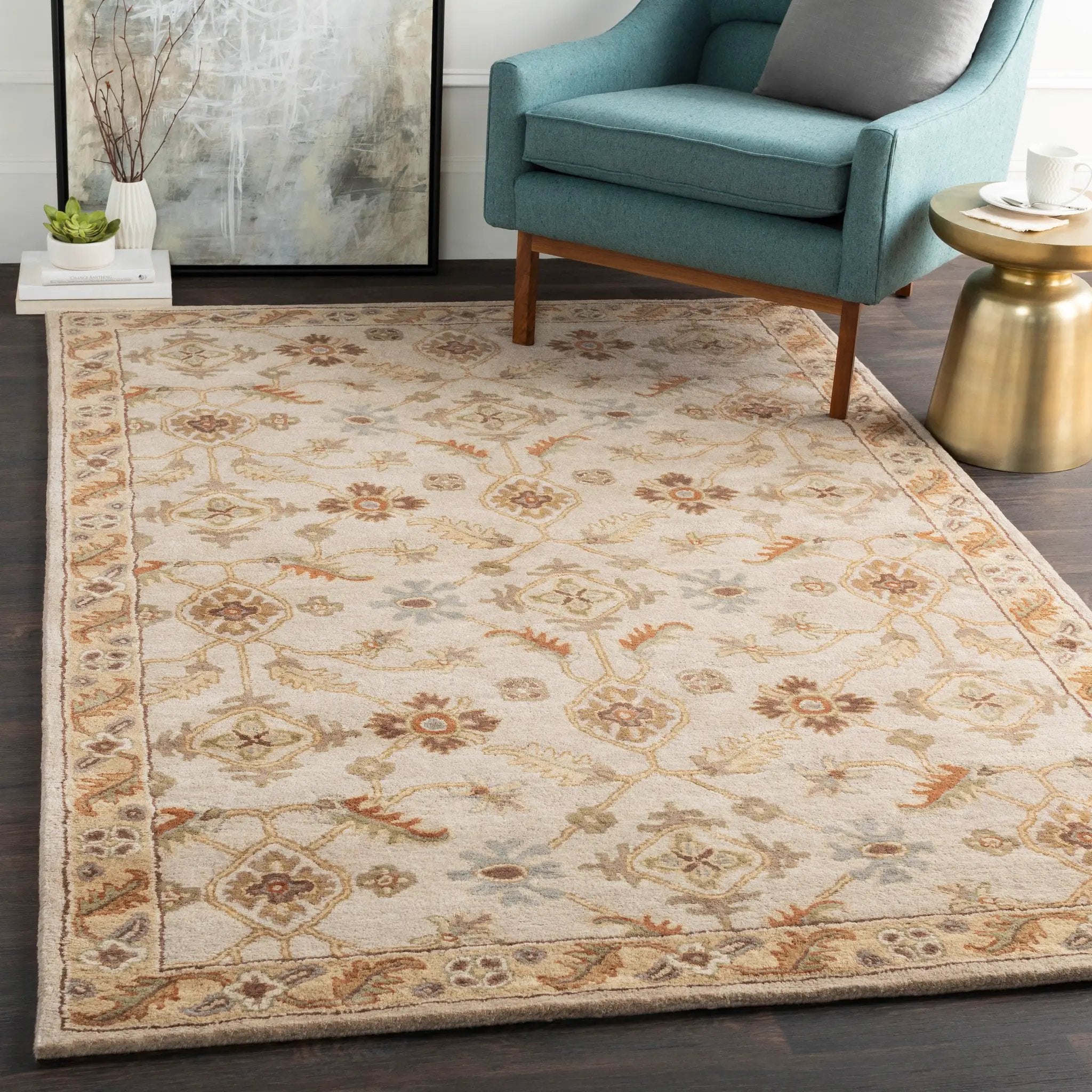 Caesar CAE-1084 Beige Area Rug by LIVABLISS