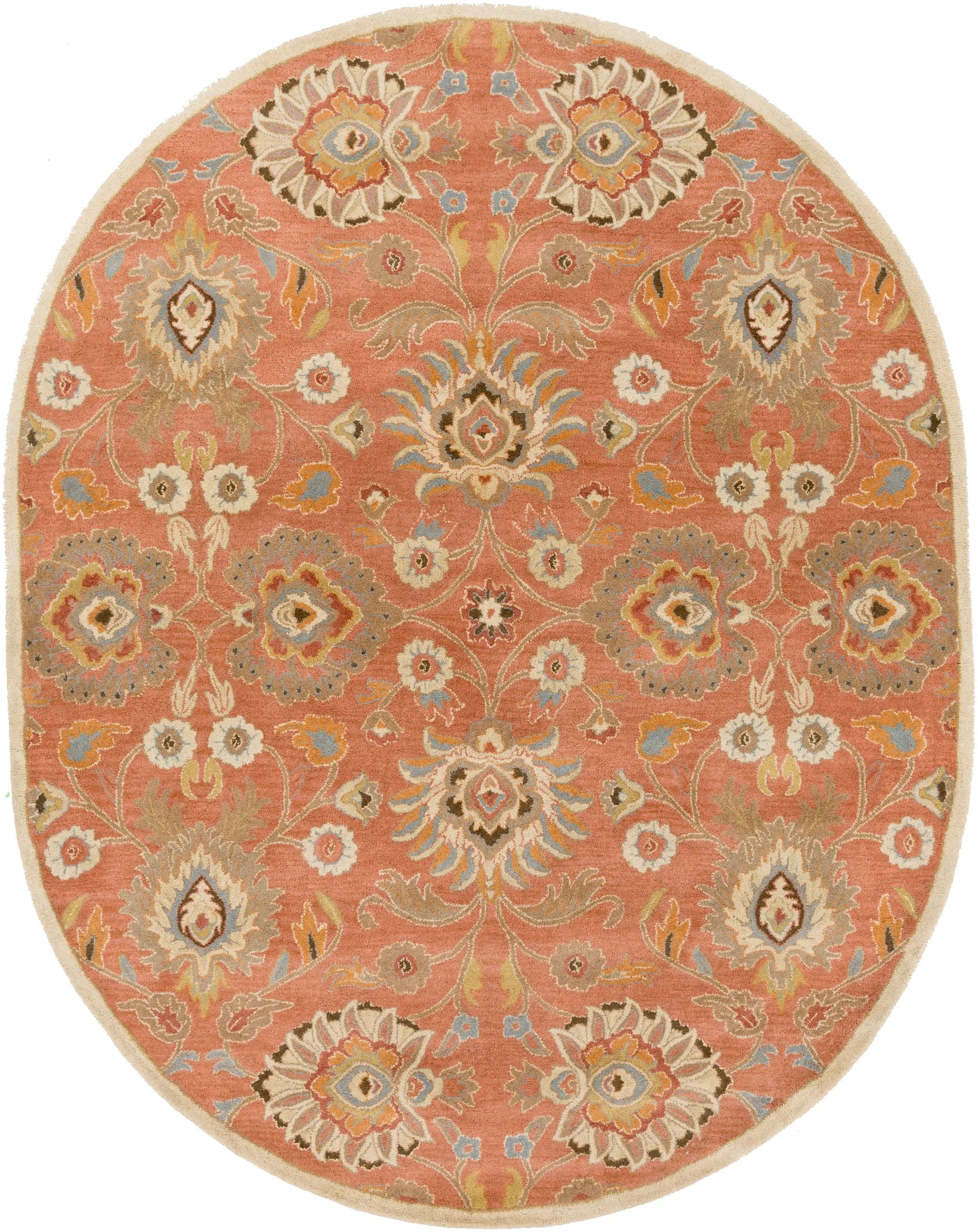 Caesar CAE-1107 Burnt-Orange Area Rug by LIVABLISS