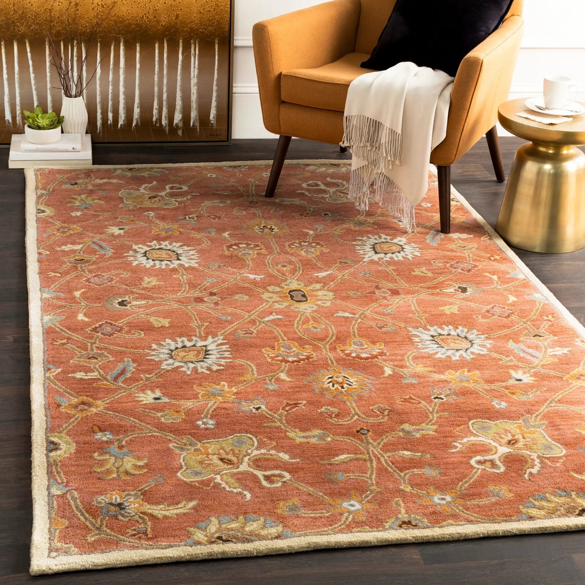 Caesar CAE-1119 Rust Area Rug by LIVABLISS
