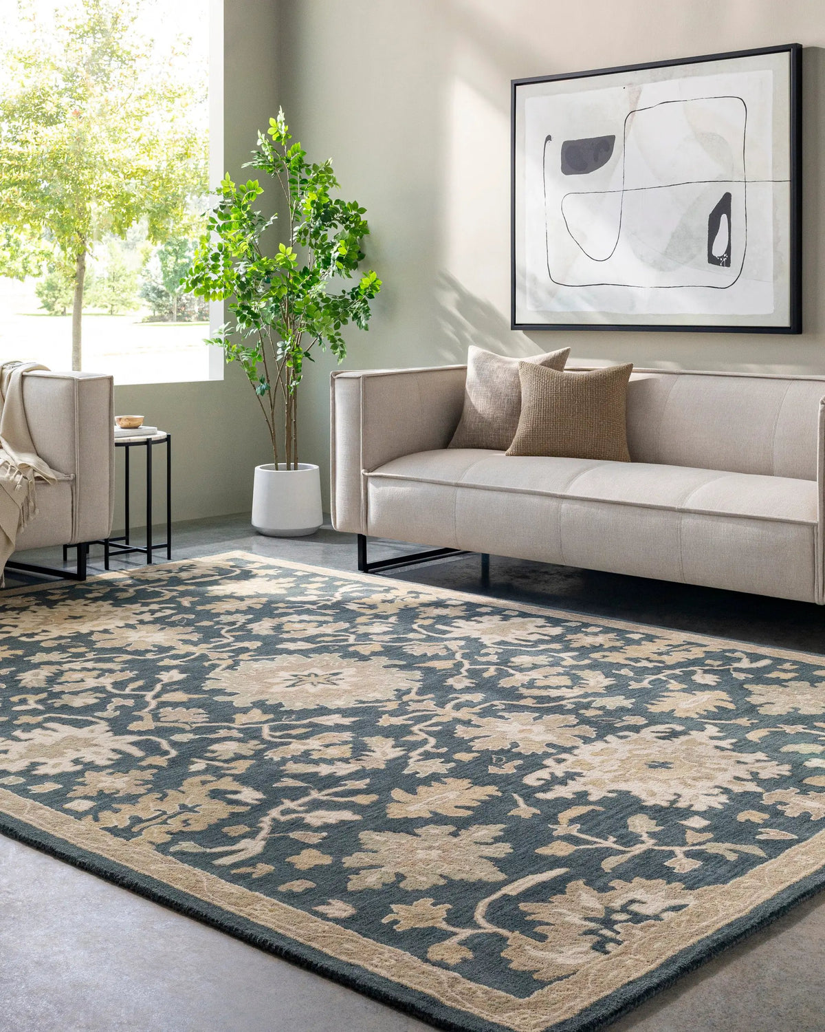 Caesar CAE-1154 Navy Area Rug by LIVABLISS