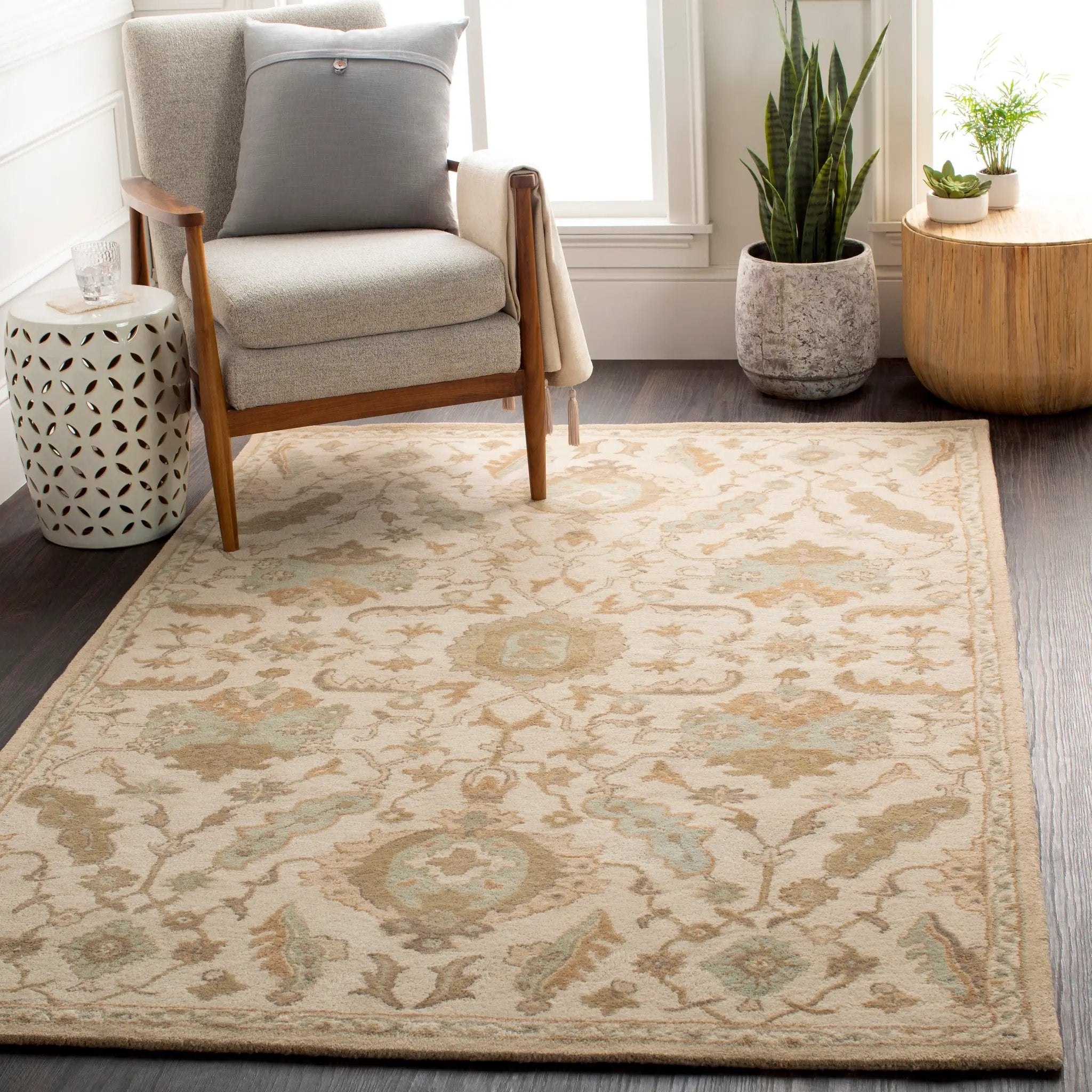 Caesar CAE-1166 Cream Area Rug by LIVABLISS
