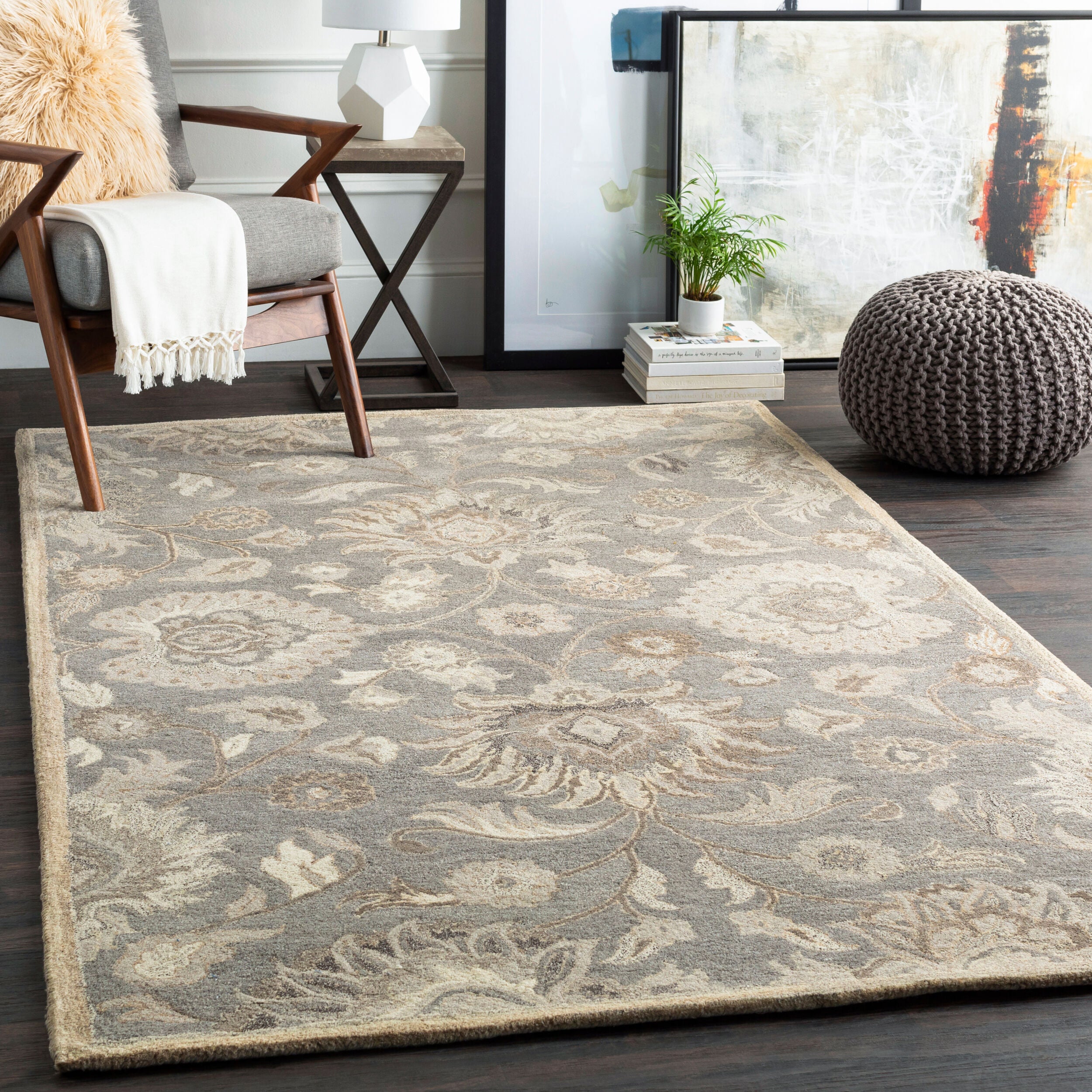 LIVABLISS Caesar CAE-1195 Taupe  Hand Tufted Area Rug
