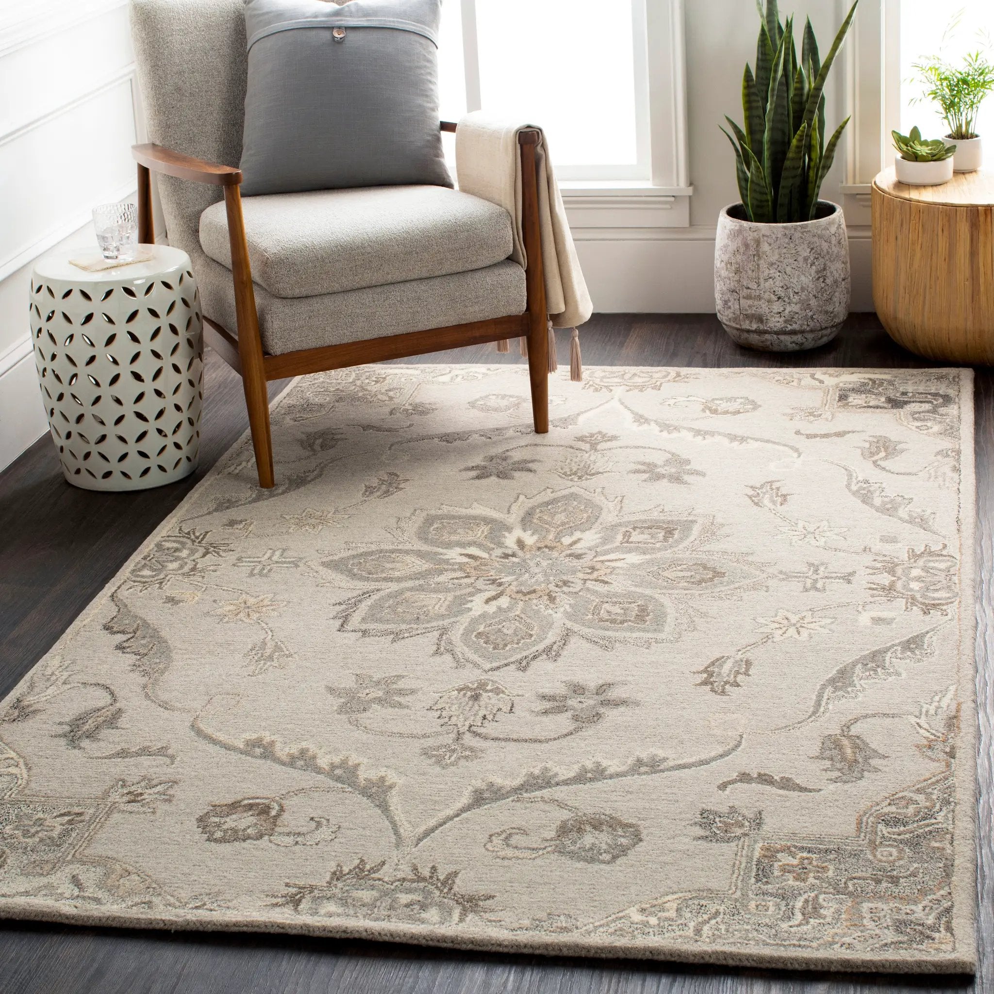 Caesar CAE-1201 Taupe Area Rug by LIVABLISS