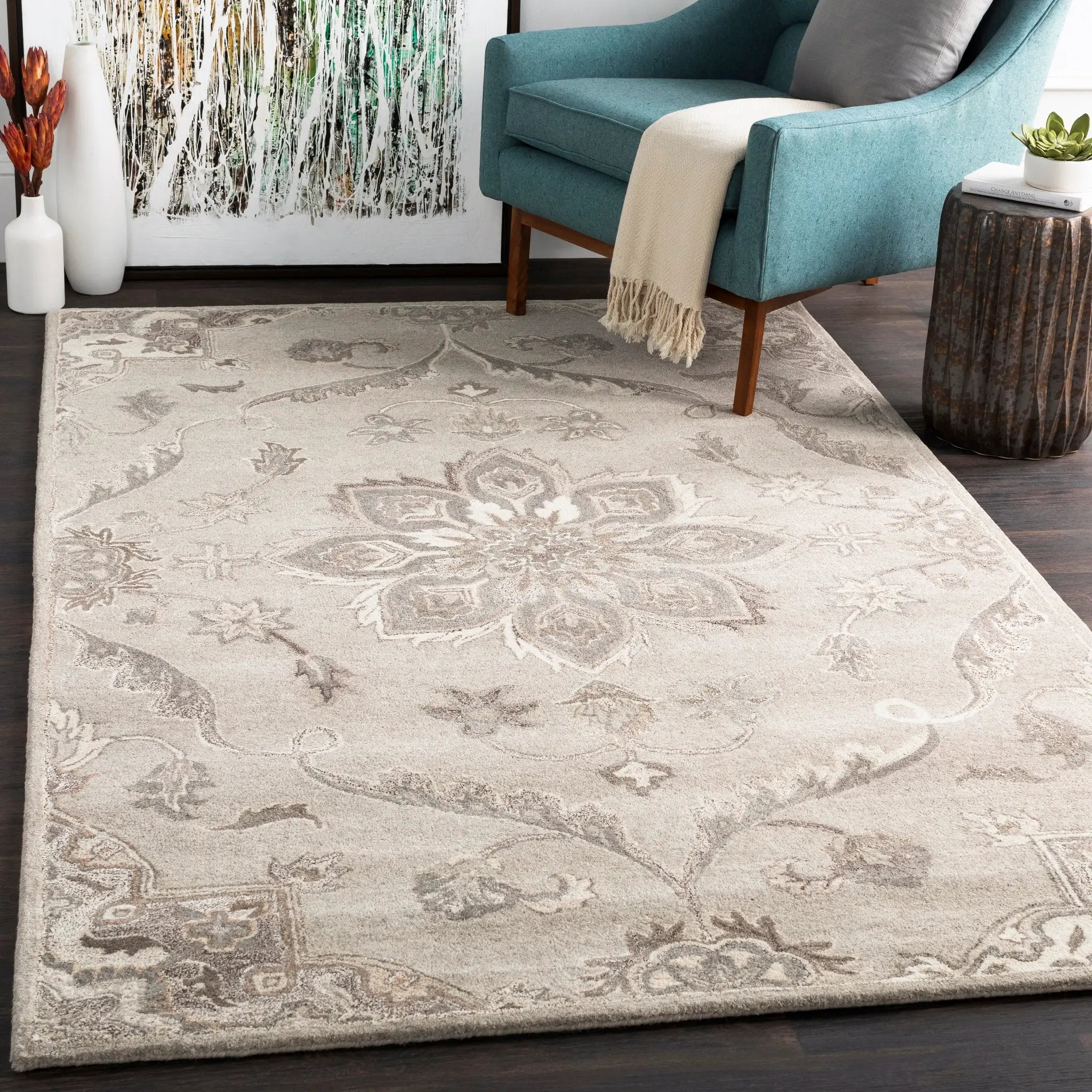 Caesar CAE-1201 Taupe Area Rug by LIVABLISS
