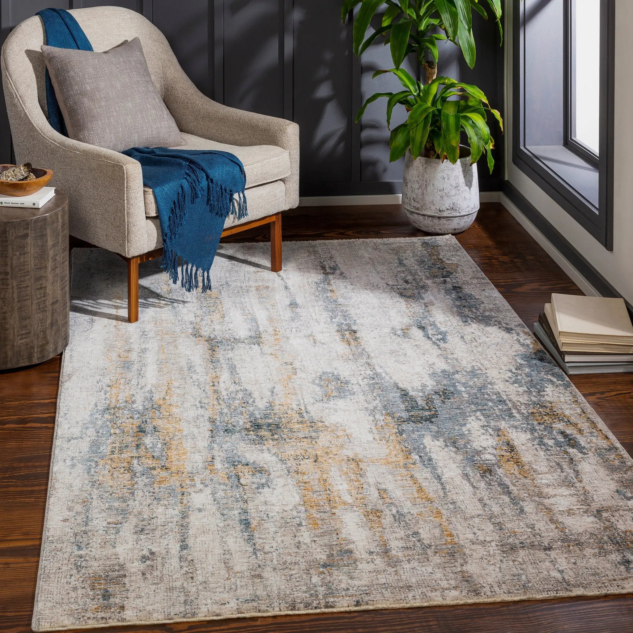 Cardiff CDF-2306 Medium-Gray Area Rug by LIVABLISS