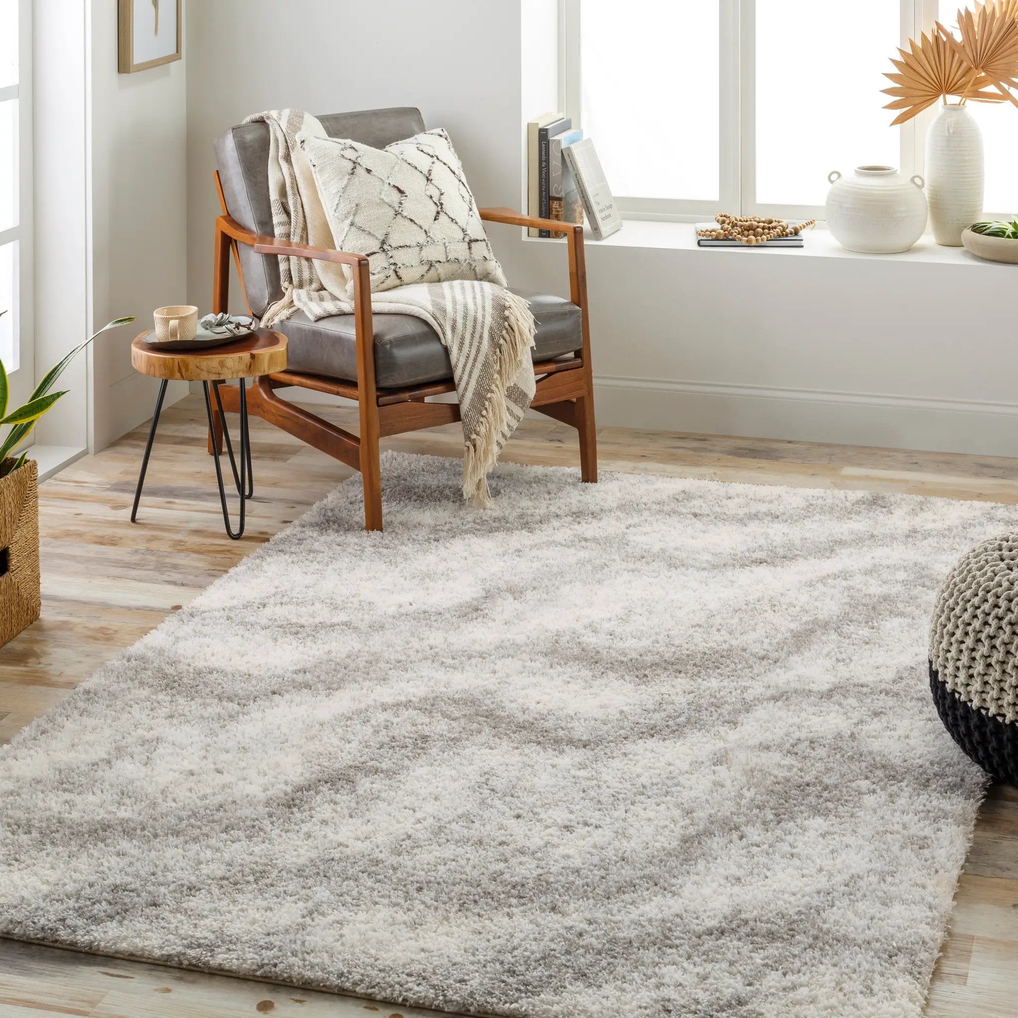 Cloudy Shag CDG-2306 Off-White Area Rug by LIVABLISS