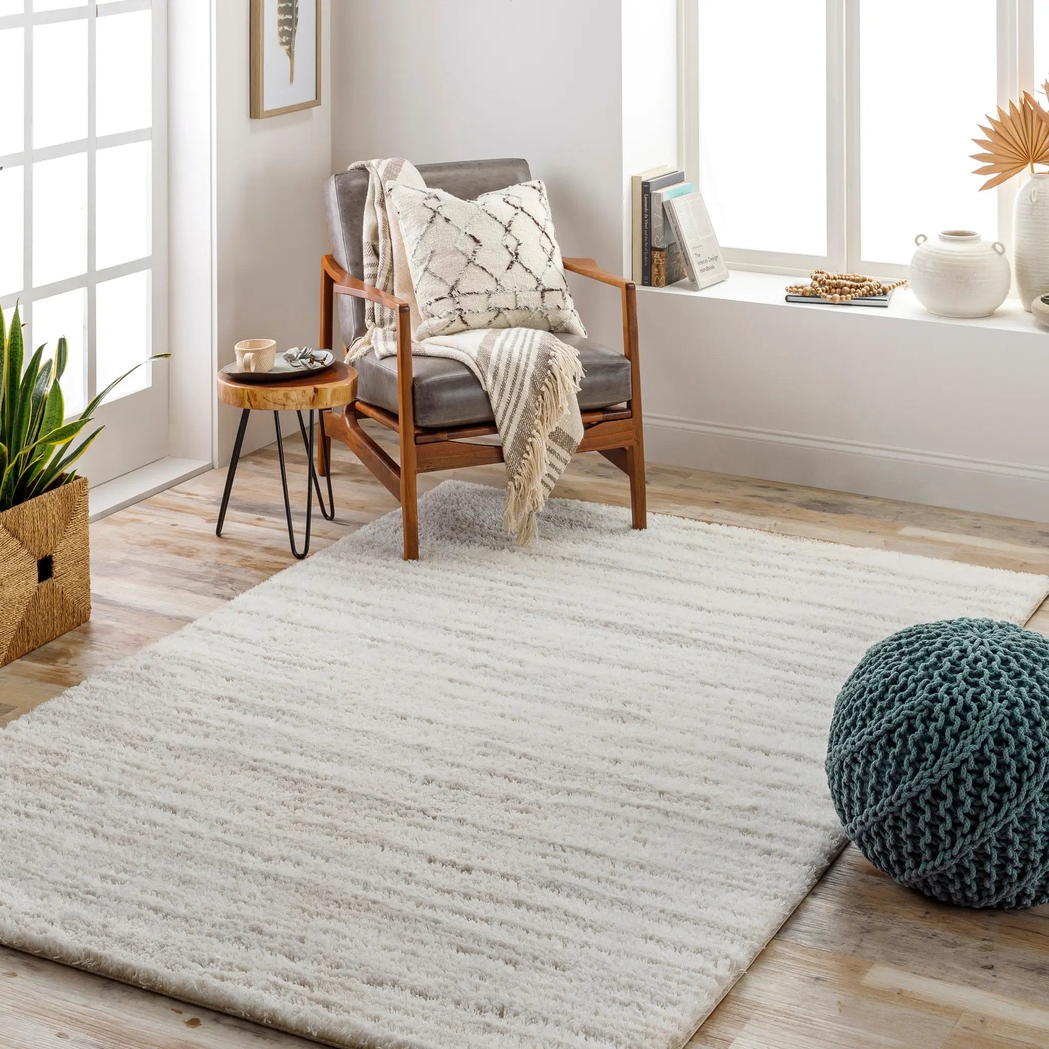 Cloudy Shag CDG-2307 Off-White Area Rug by LIVABLISS