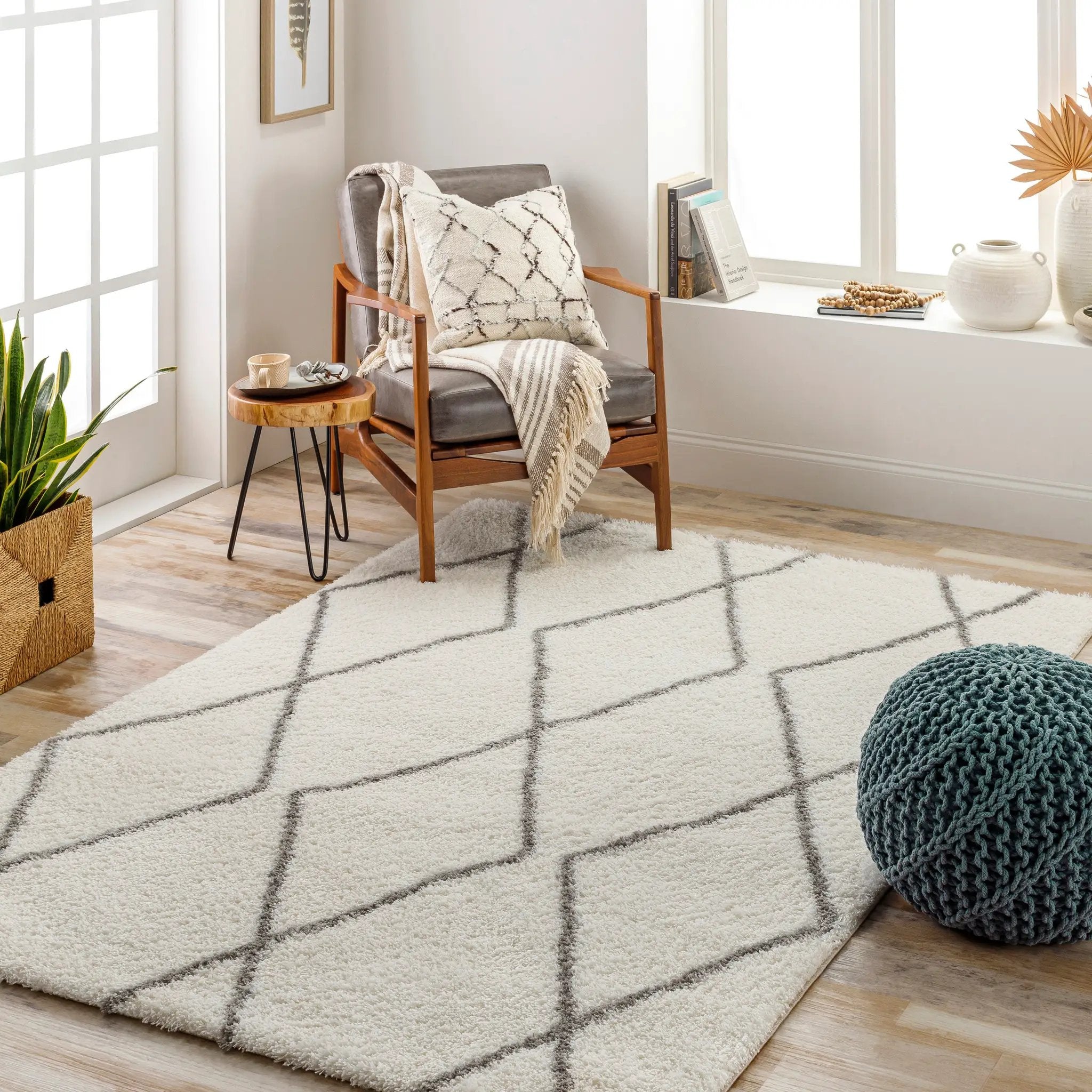 Cloudy Shag CDG-2317 Off-White Area Rug by LIVABLISS