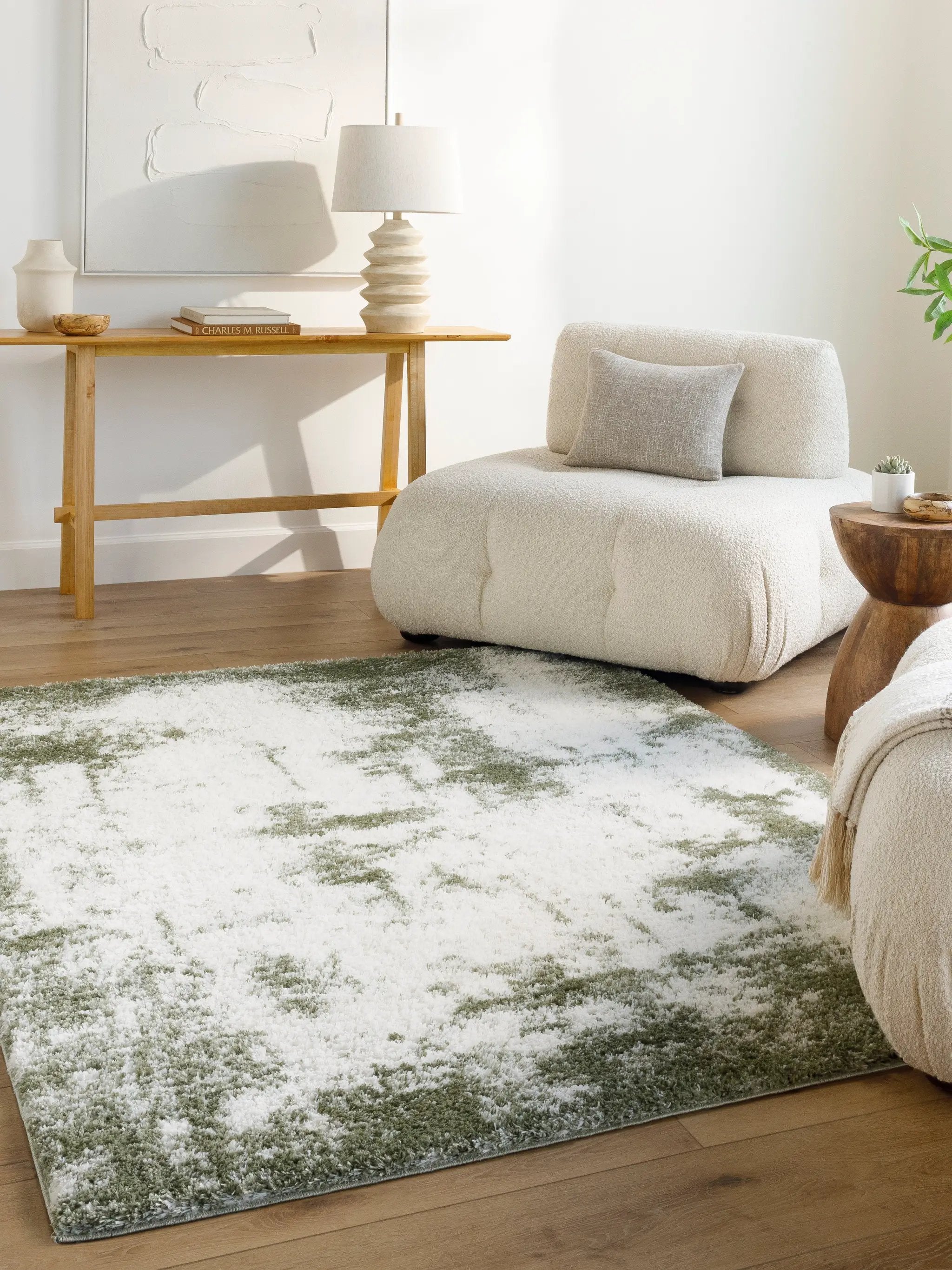 Cloudy Shag CDG-2329 Off-White Area Rug by LIVABLISS