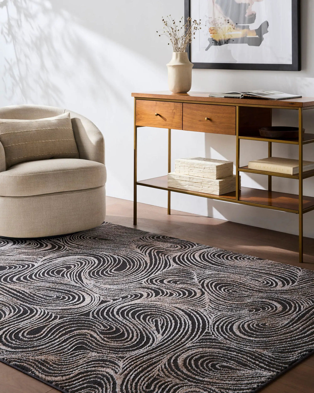 Livabliss x Elle Decor Grenelle EDGN-2306 Black Area Rug