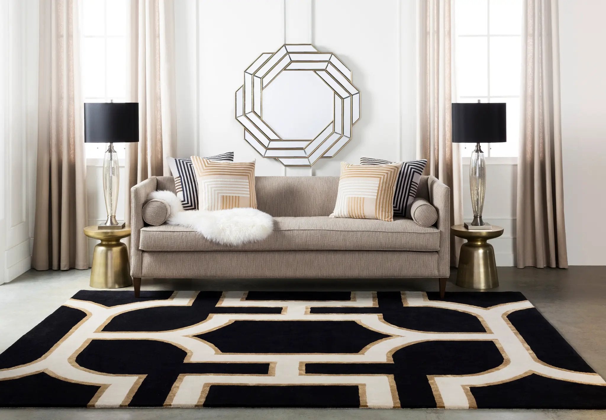 Intermezzo INE-1000 Black Area Rug by LIVABLISS