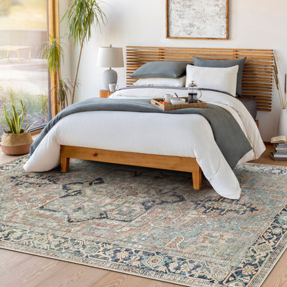 Surya Kemer KMR-2307 Seafoam Machine Washable Area Rug by LIVABLISS