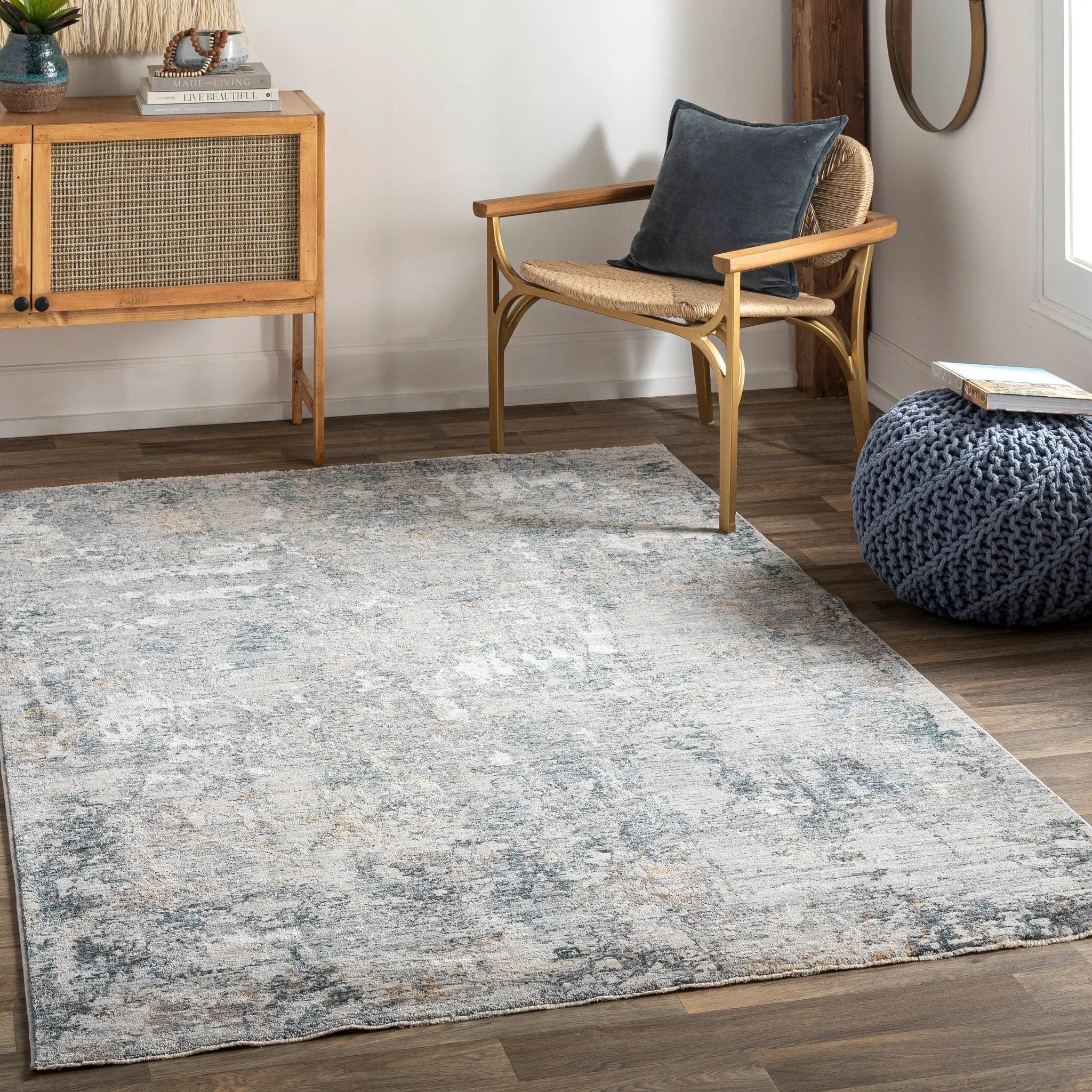 Laila LAA-2305 Pale-Blue Area Rug by LIVABLISS