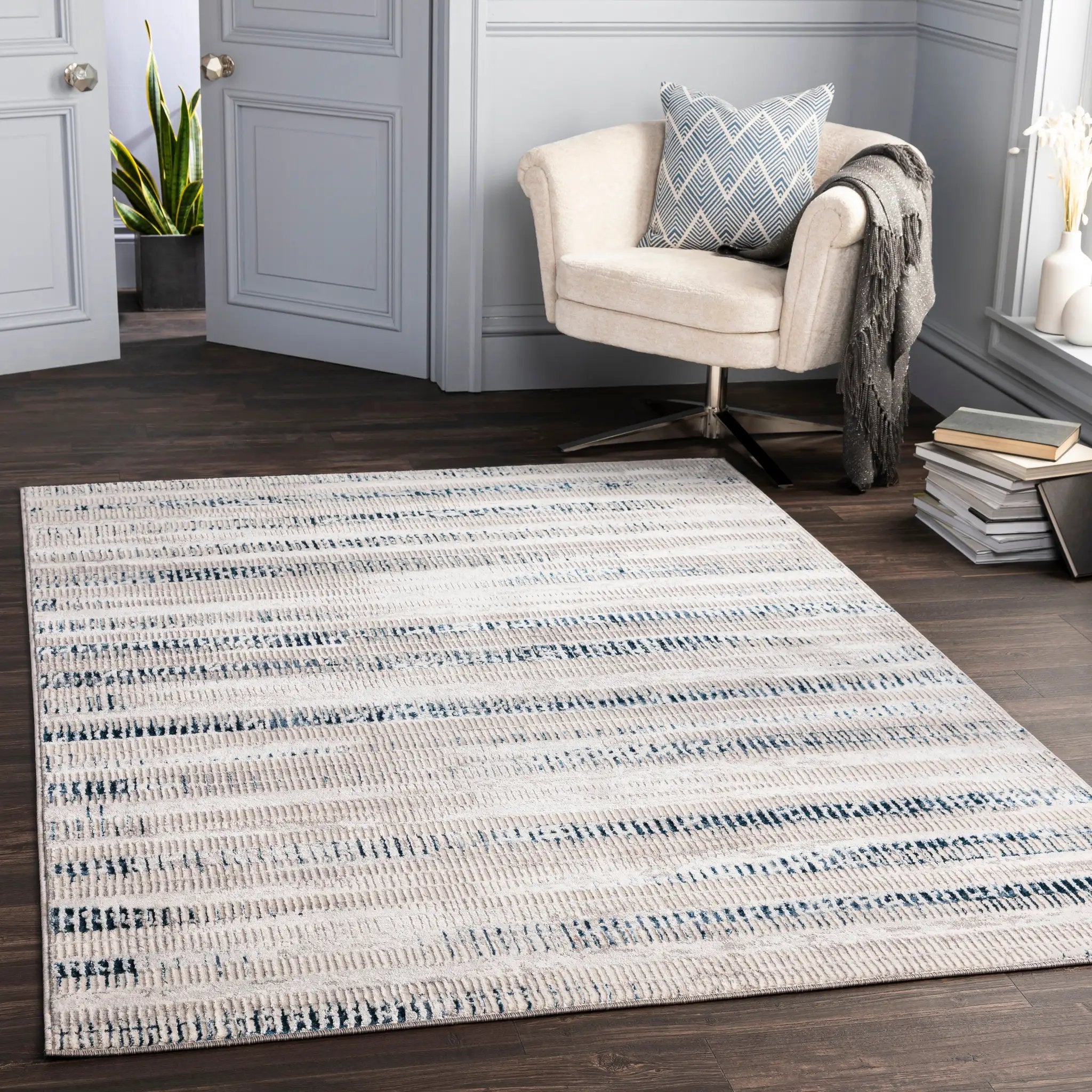 Lustro LSR-2309 Dark-Blue Area Rug by LIVABLISS