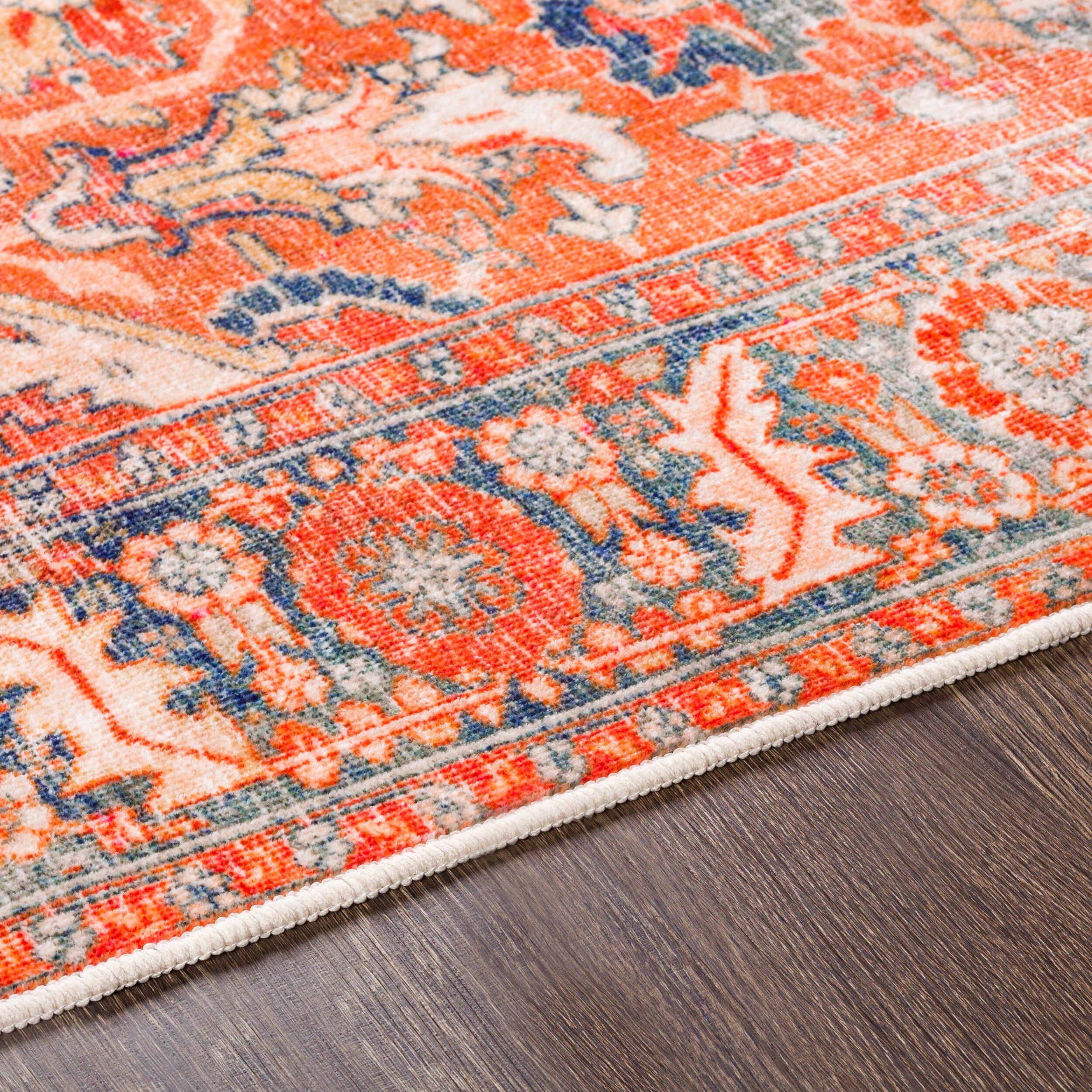 Surya Lavable LVB-2303 Red Machine Washable Area Rug by LIVABLISS