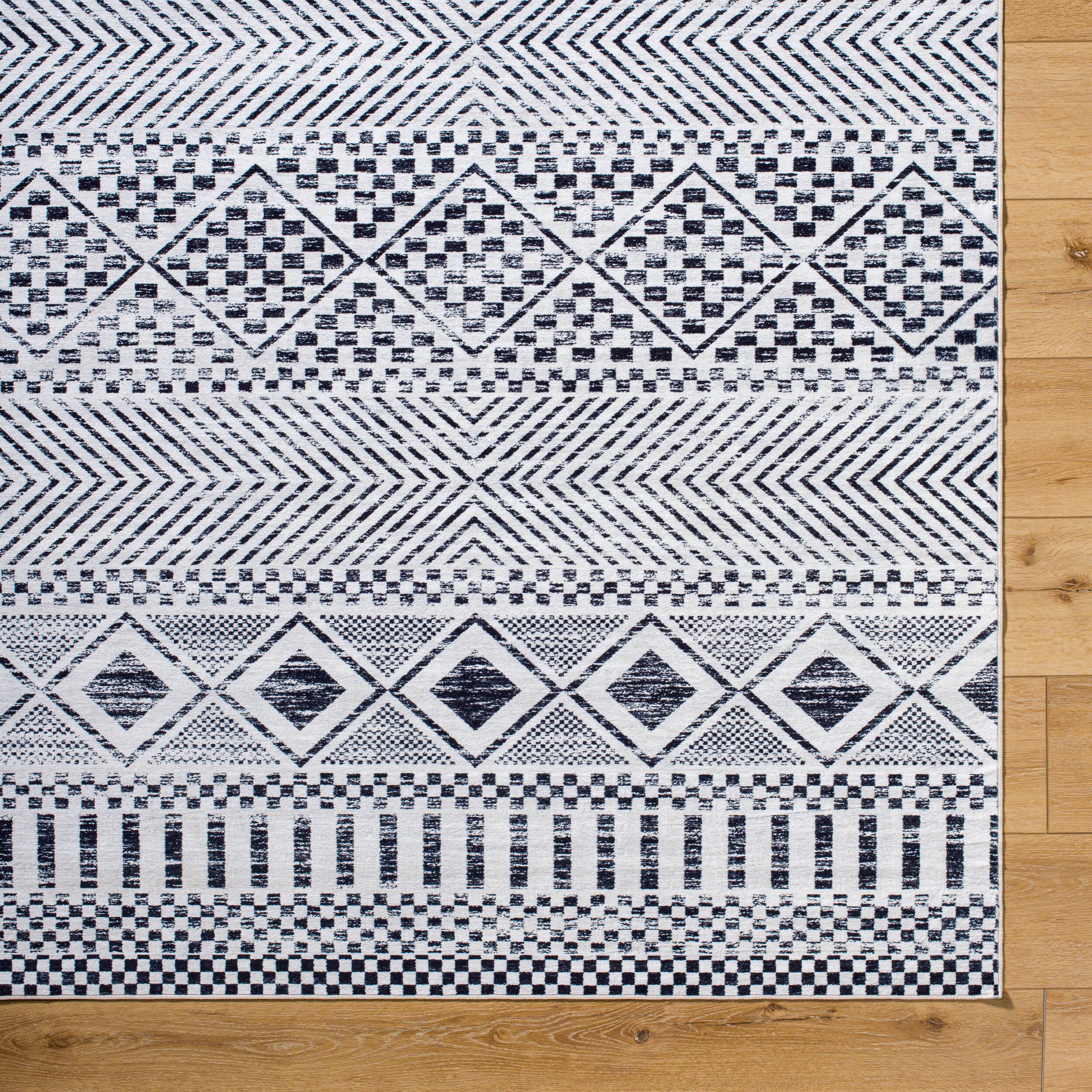 Surya Lavable LVB-2328 Charcoal Machine Washable Area Rug by LIVABLISS