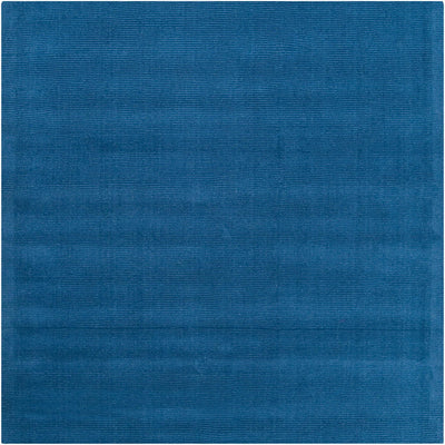 Livabliss Mystique M-330 Dark blue hand-loomed wool square area rug with a high-pile texture and subtle horizontal weaving pattern.