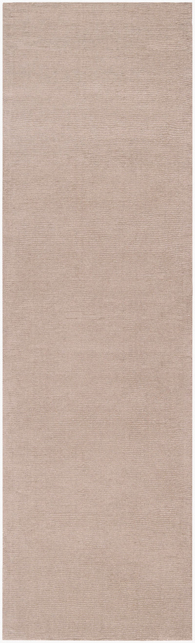 Livabliss Mystique M-335 Tan hand-loomed wool hallway runner rug with high- and low-pile texture. Durable neutral design suitable for modern interiors and steady foot traffic.