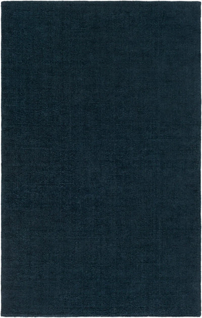 Livabliss Mystique M-340 Dark blue hand-loomed wool area rug with high-low pile texture, sourced from India for contemporary living spaces.