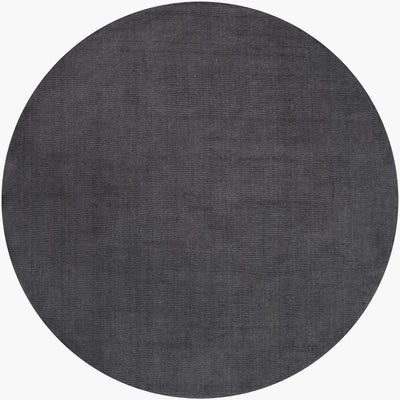 Livabliss Mystique M-341 Round charcoal grey area rug with textured high-low pile wool and modern hand-loomed construction from India.