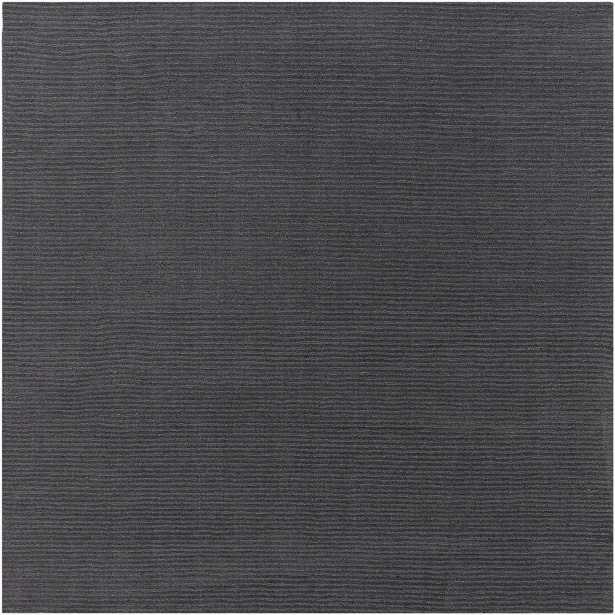 Livabliss Mystique M-341 Charcoal hand-loomed wool square area rug featuring a modern high-low pile profile and delicate horizontal ribbed texture for refined durability.
