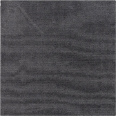 Livabliss Mystique M-341 Charcoal hand-loomed wool square area rug featuring a modern high-low pile profile and delicate horizontal ribbed texture for refined durability.