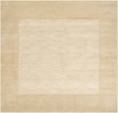 Livabliss Mystique M-344 beige square area rug featuring hand-loomed wool with a dynamic high-low pile texture and minimalist two-tone border design.