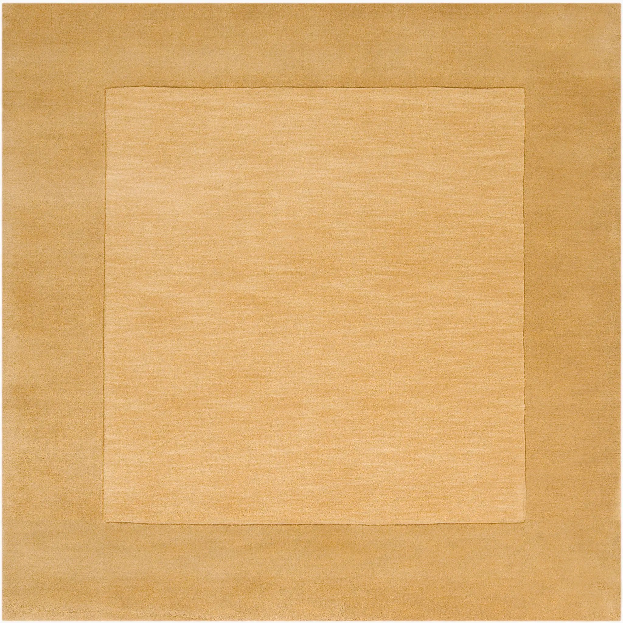 Livabliss Mystique M-345 Camel color square area rug with textured center panel and matching border, featuring traditional hand-loomed design for modern interiors.