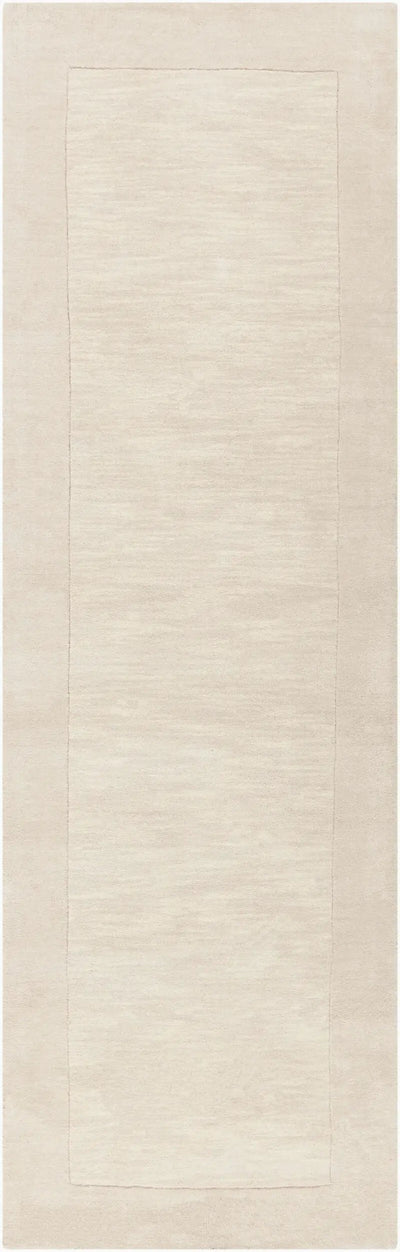 Livabliss Mystique M-348 Cream hand-loomed Indian wool hallway runner rug with subtle high-low pile texture for contemporary interiors.