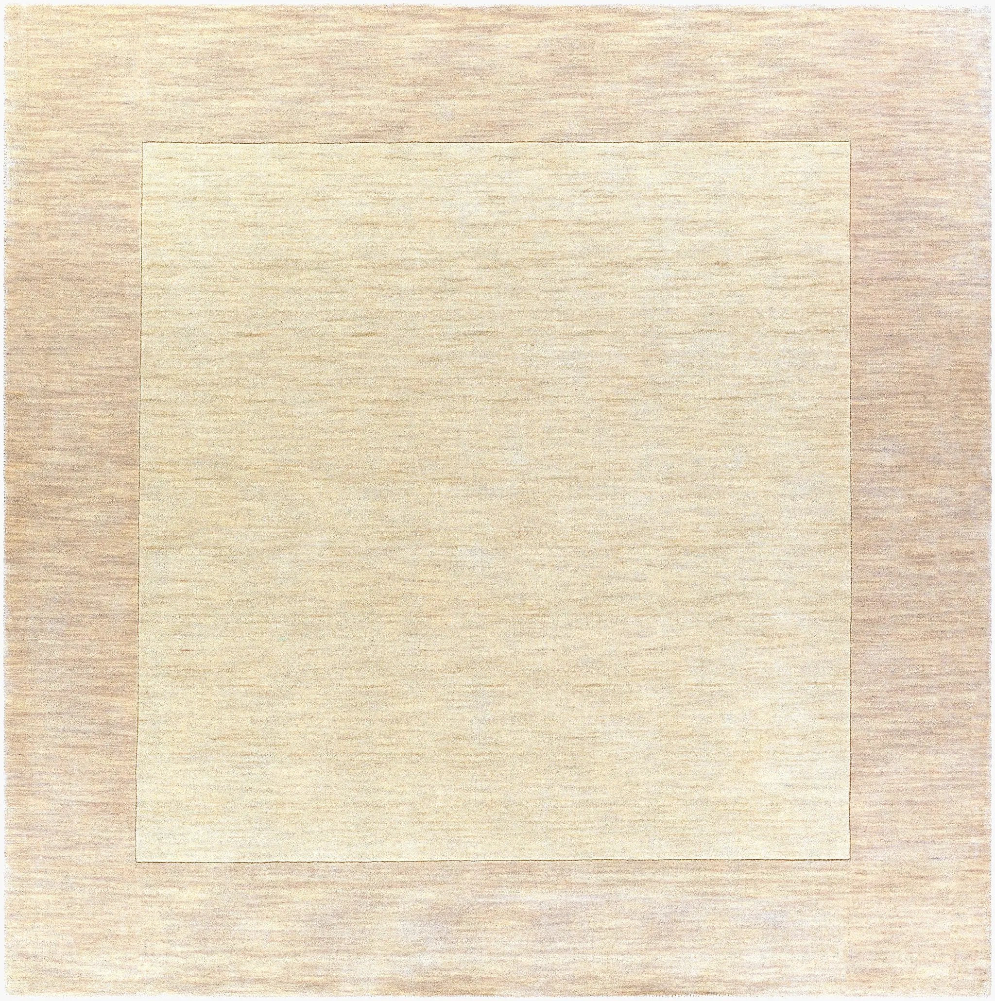 Livabliss Mystique M-348 Hand-loomed wool cream square area rug with high-low pile profile and border, ideal for contemporary interiors.