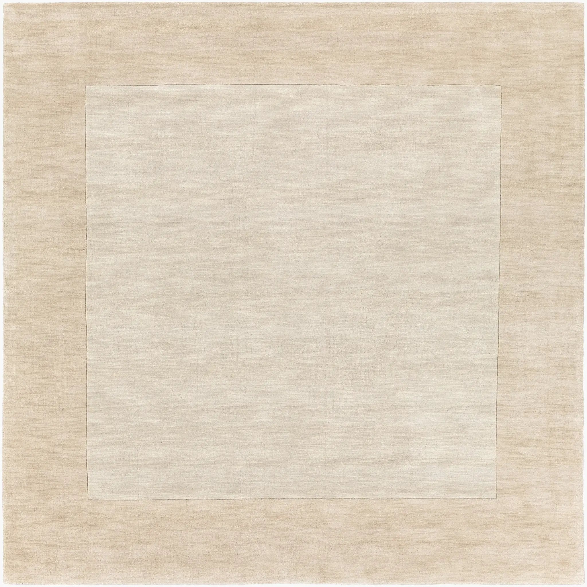Livabliss Mystique M-5324 Hand-loomed wheat square area rug with textured high-low pile and neutral border, crafted from 100% wool for contemporary interiors.