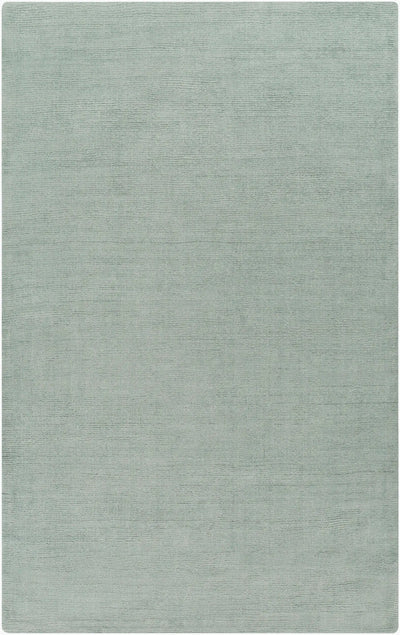 Hand-loomed Livabliss Mystique M-5328 dusty sage wool area rug with a textured high-low pile, perfect for modern or mid-century living rooms.