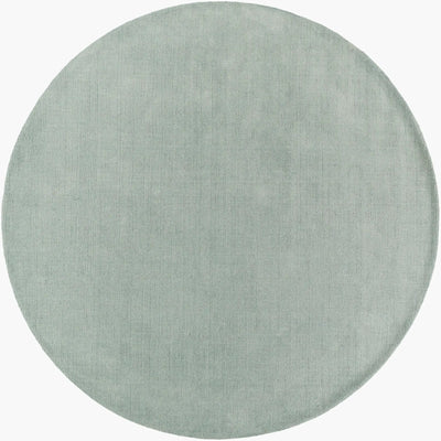Livabliss Mystique M-5328 Round dusty sage area rug with hand-loomed wool texture and high-low pile for modern mid-century interiors.