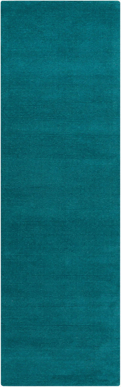 Livabliss Mystique M-5330 Deep teal hand-loomed wool hallway runner rug with contemporary high-low texture for durable comfort and visual definition.