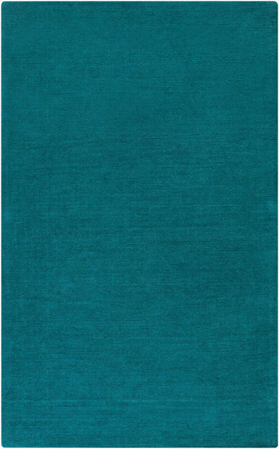 Livabliss Mystique M-5330 Deep teal hand-loomed wool area rug with contemporary high-low texture for durable, stylish room grounding.
