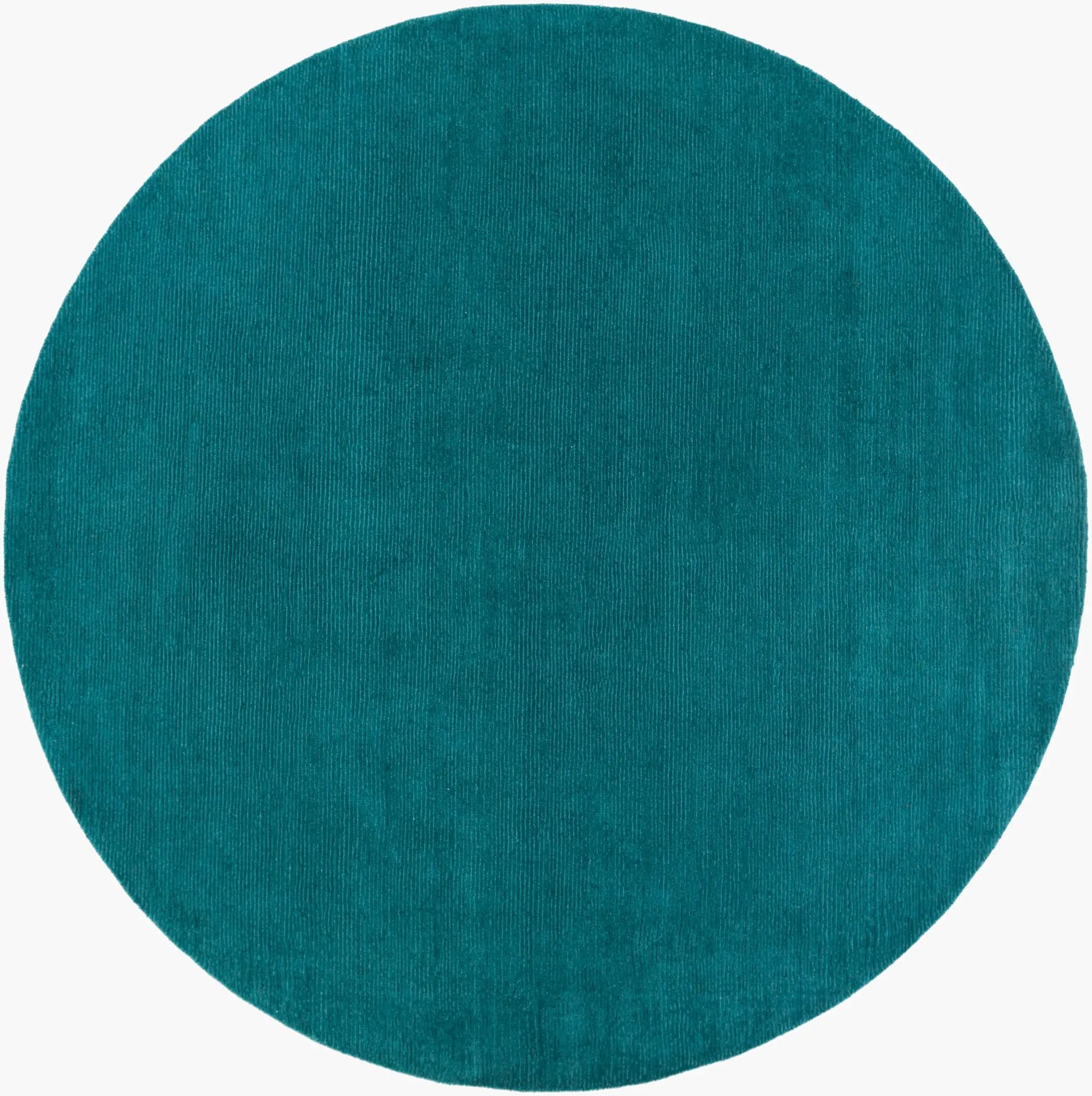Livabliss Mystique M-5330 Round deep teal area rug featuring hand-loomed wool construction with a contemporary high-low texture for durable comfort.