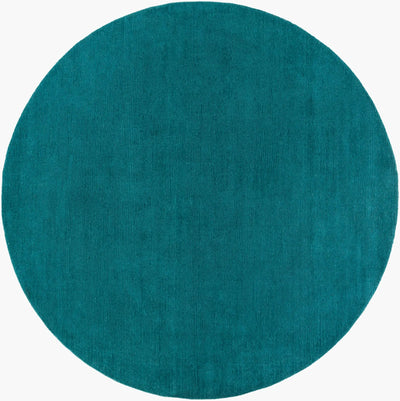 Livabliss Mystique M-5330 Round deep teal area rug featuring hand-loomed wool construction with a contemporary high-low texture for durable comfort.