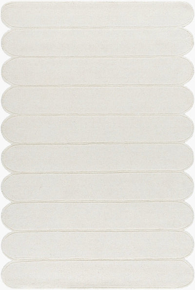 Livabliss Mystique M-5492 Ivory hand-loomed wool area rug featuring horizontal textured ridges and a balanced medium pile for refined living spaces.