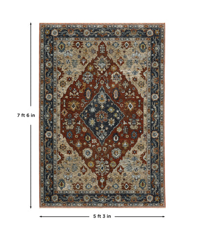 Aberdeen 1143H Rust/ Blue Traditional Area Rug by Oriental Weavers