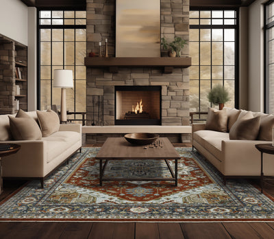 Aberdeen 1144R Red/ Blue Traditional Area Rug by Oriental Weavers