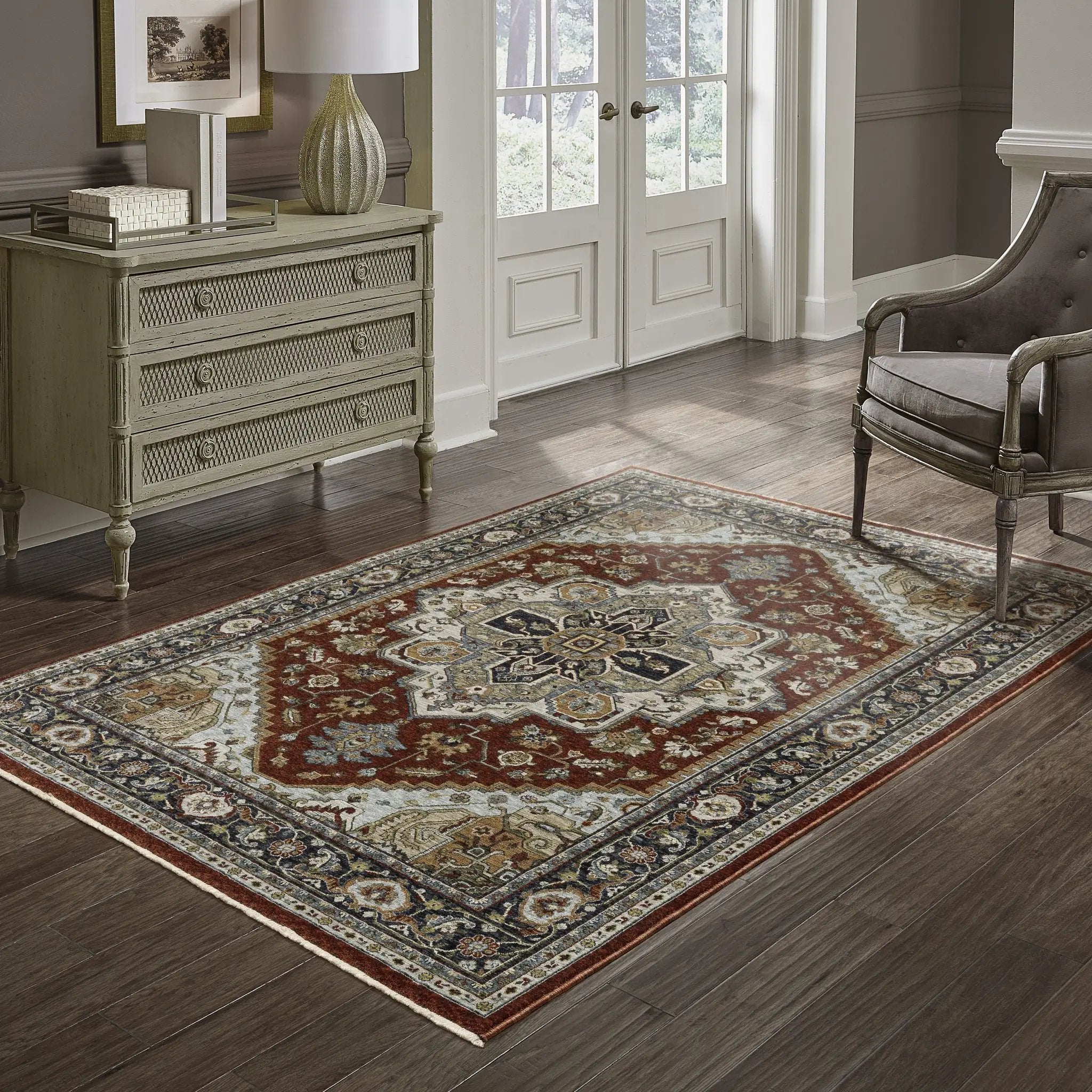 Aberdeen 1144R Red/ Blue Area Rug by Oriental Weavers