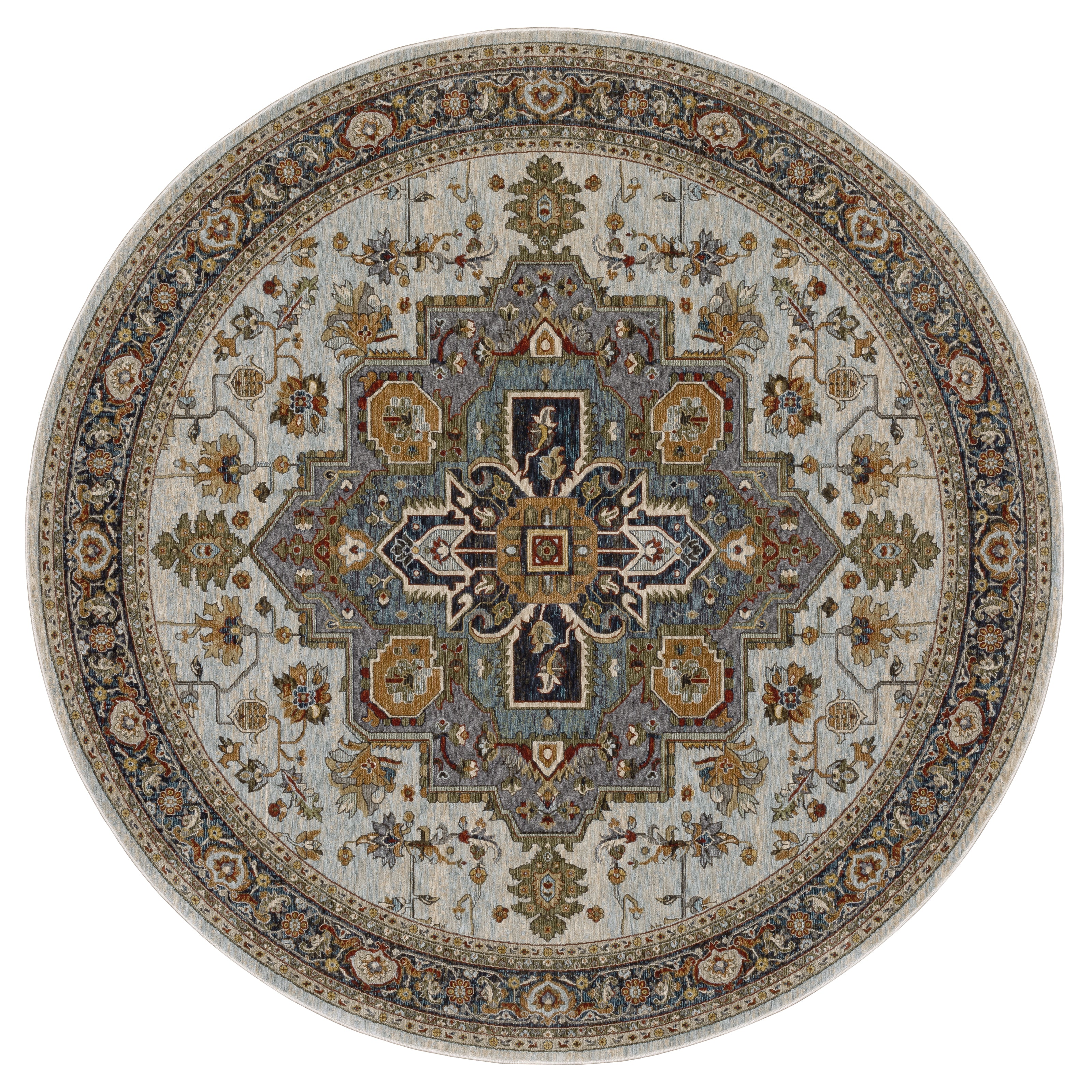 Aberdeen 1144W Beige/ Sky Blue Traditional Area Rug by Oriental Weavers