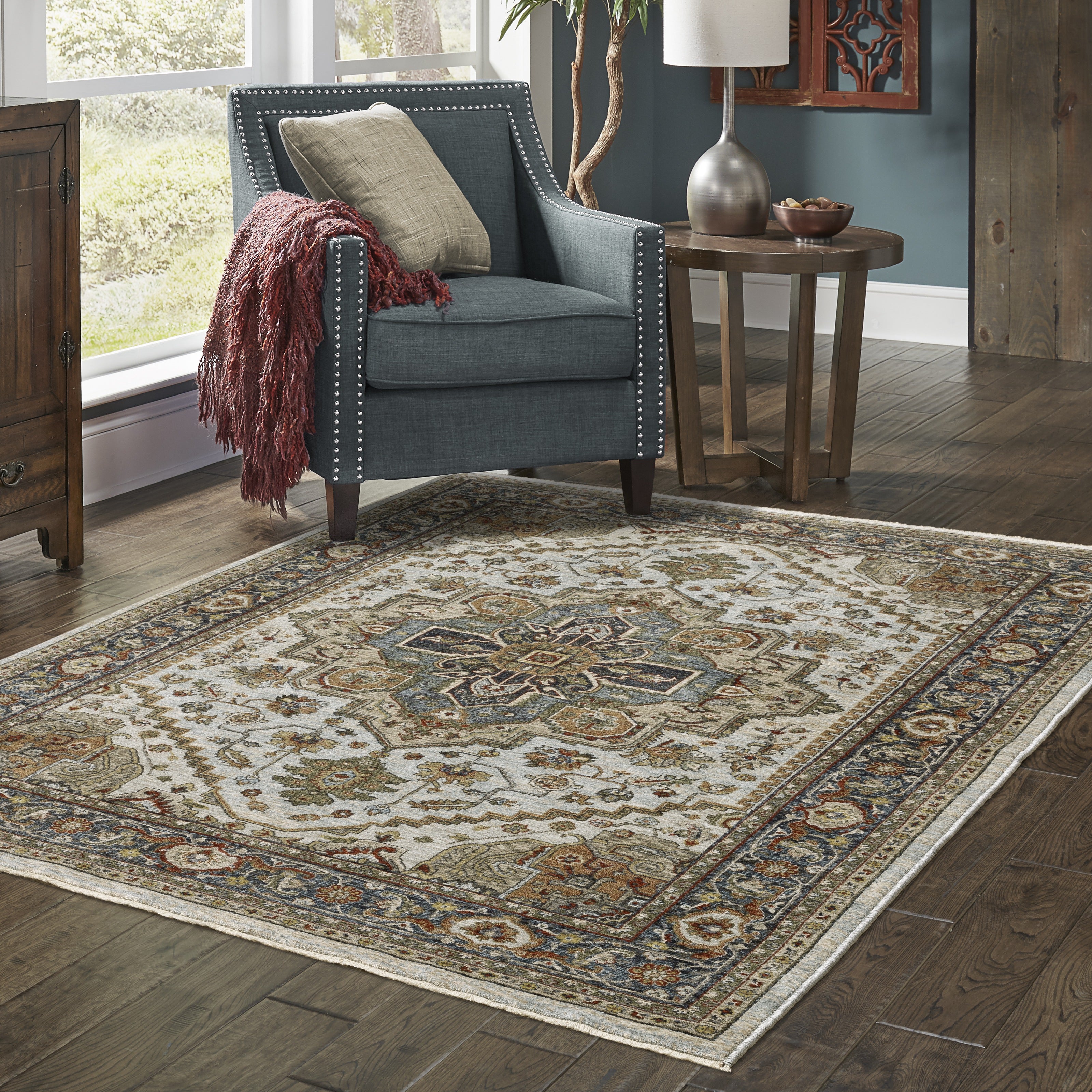 Aberdeen 1144W Beige/ Sky Blue Traditional Area Rug by Oriental Weavers
