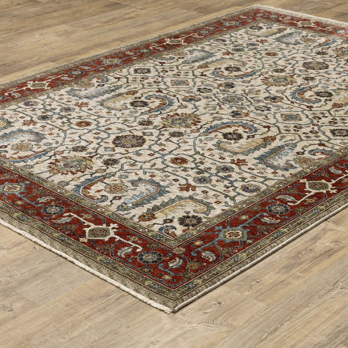 Aberdeen 144D1 Ivory/ Red Area Rug by Oriental Weavers