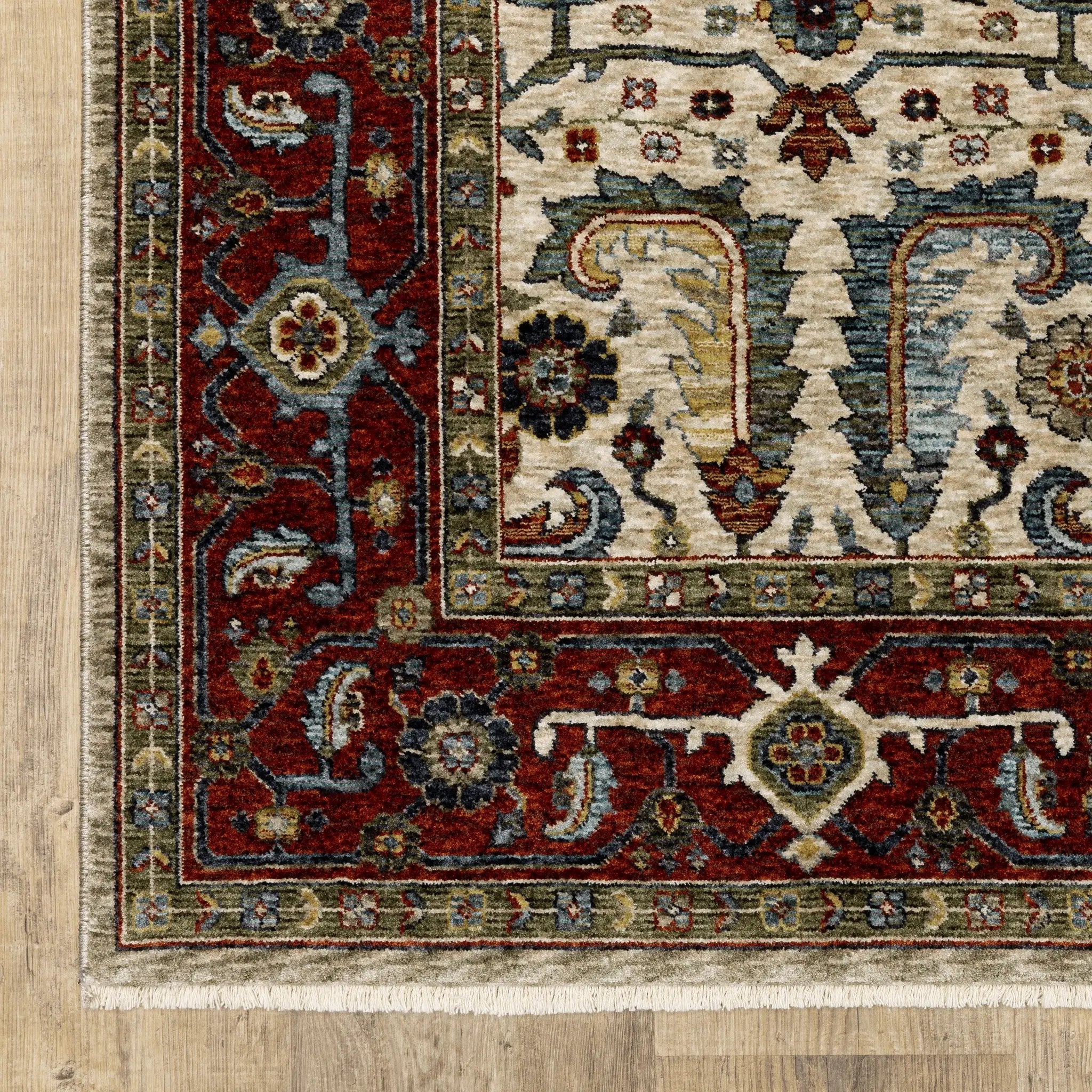 Aberdeen 144D1 Ivory/ Red Area Rug by Oriental Weavers
