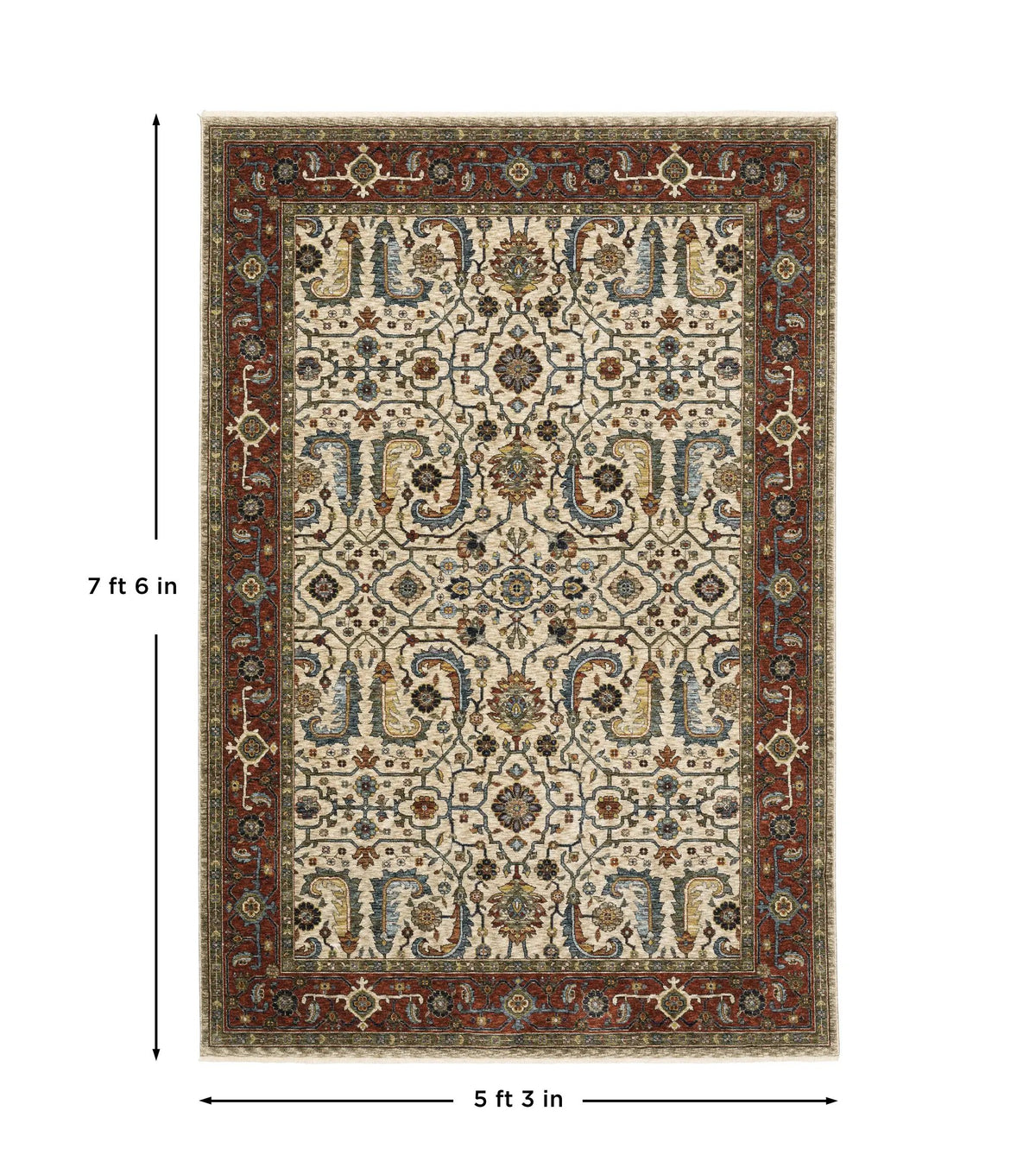 Aberdeen 144D1 Ivory/ Red Area Rug by Oriental Weavers