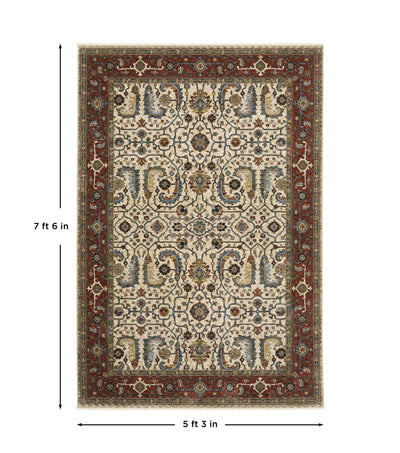 Aberdeen 144D1 Ivory/ Red Traditional Area Rug by Oriental Weavers