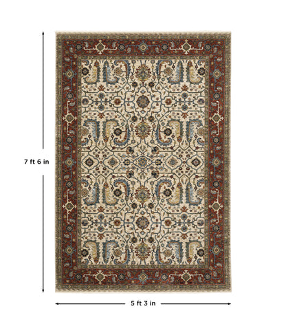 Aberdeen 144D1 Ivory/ Red Traditional Area Rug by Oriental Weavers